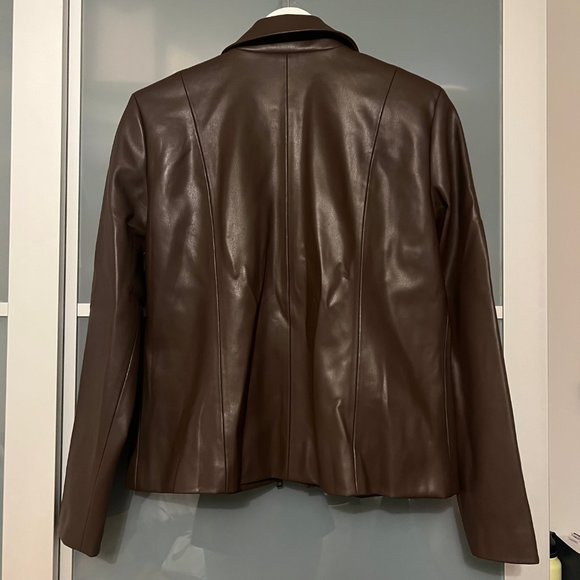 Contemporaine by Simons - Shirt-Collar Faux-Leather Jacket - Brown - Picture 7 of 7